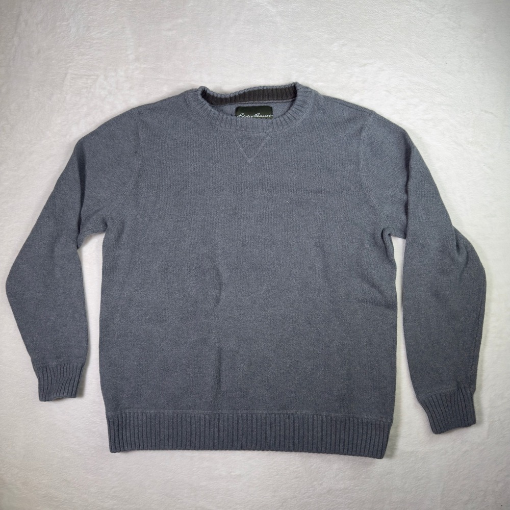 Eddie Bauer Seattle USA Mens XL/XG Gray Cotton Knit Crew Neck‎ Pullover Sweater